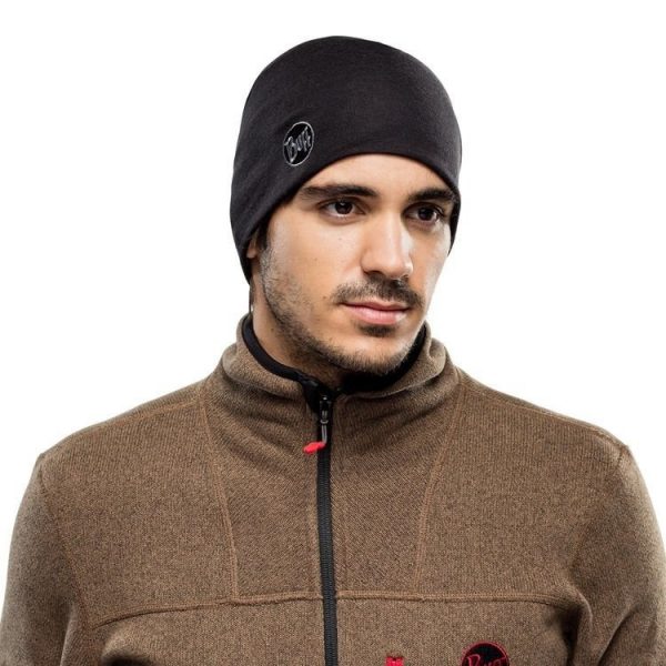 10061_2 BUFF Merino Wool Heavyweight Winter Hat SOLID BLACK