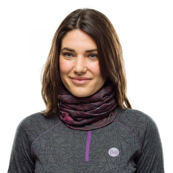 10306_2 BUFF Merino Wool Lightweight SHALE GREY MULTI STRIPES Neckwarmer