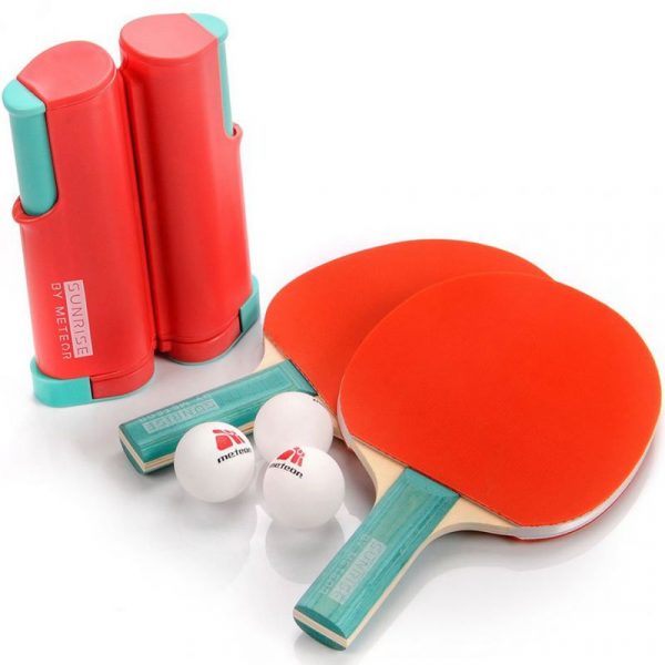 Meteor Table Tennis Set Sunrise Rollnet 2 Red