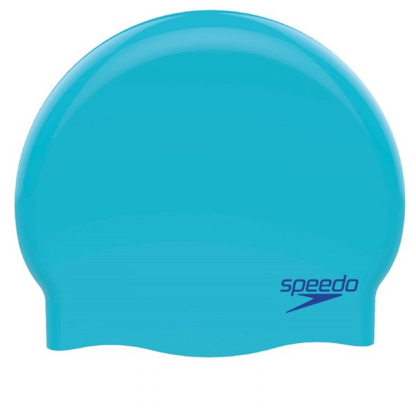 Speedo Plain Moulded Silicone Junior Cap – Blue