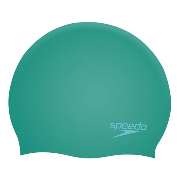 Speedo Plain Moulded Silicone Junior Cap – Green
